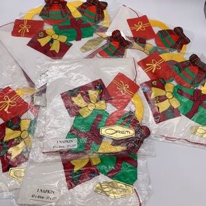 Brand New Lot Of 9 Vintage OREM Patchwork Holiday Napkins 17” X 17” India